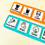 My Communication Board fitted with COMMZ tiles for creating a personalised visual communication setup.