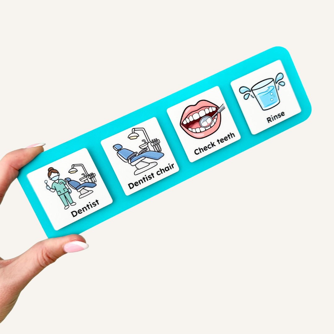 Stimz My Communication Board for use with 3D and Full-Colour COMMZ visual communication tiles.