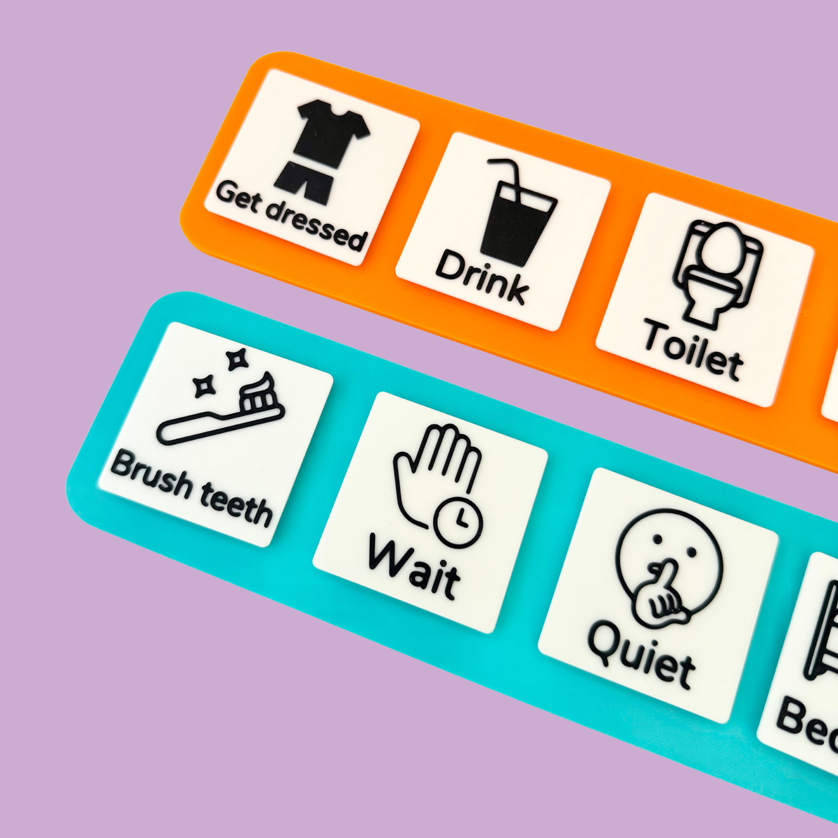 Stimz COMMZ Starter Set including 15 everyday communication tiles, reusable board and Velcro attachments.
