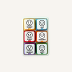 Portable visual communication clicker with Happy, Sad, Angry, Worried, Scared and Calm emotion symbols.