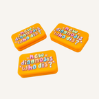 Orange New Diagnosis Who Dis Pocket Magnets with colourful raised tactile artwork.