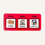 Now, Next and Then routine board with three spaces for visual tiles to support everyday routines and transitions.
