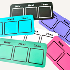 Reusable Now, Next and Then visual schedule board for showing three activities or steps in sequence.