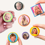 Custom personalised sensory clicker featuring your chosen photograph, colour combination and quiet or noisy click.