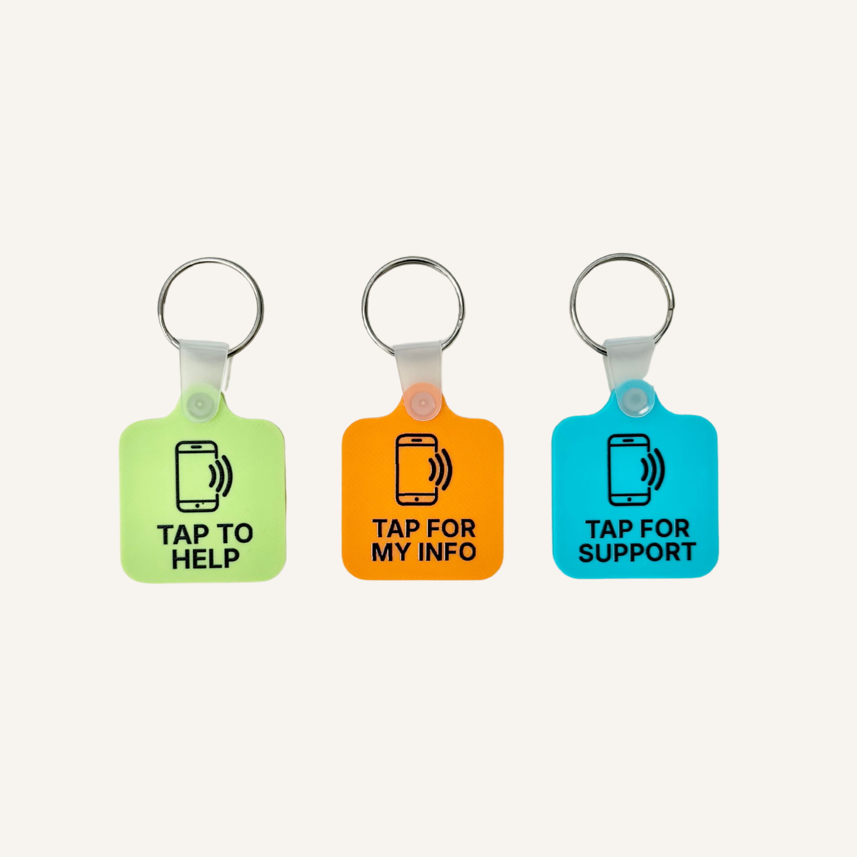 Personalised Stimz Connect NFC Tag linked to an editable Support Profile using the free app.