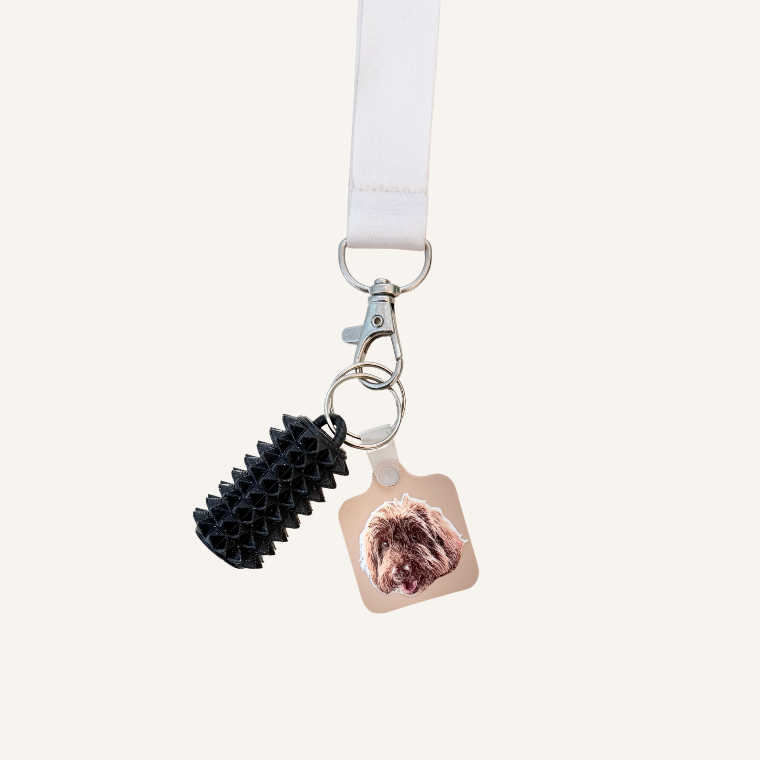 Raised tactile personalised pet NFC Tag designed to be loved, carried and always close by.